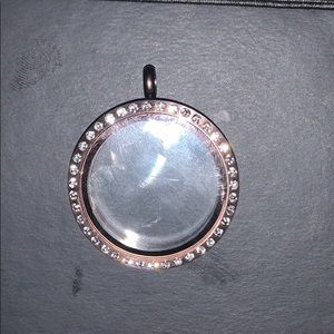 Origami owl large chocolate  locket with crystals